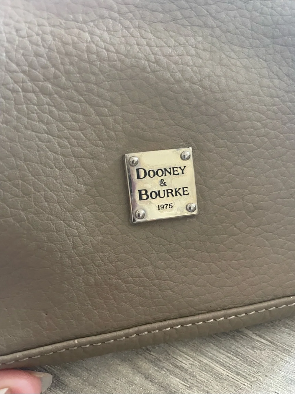 Dooney & Bourke Tan Pebbled Leather Kiss lock Clutch/change/Card wallet 6” X 6”